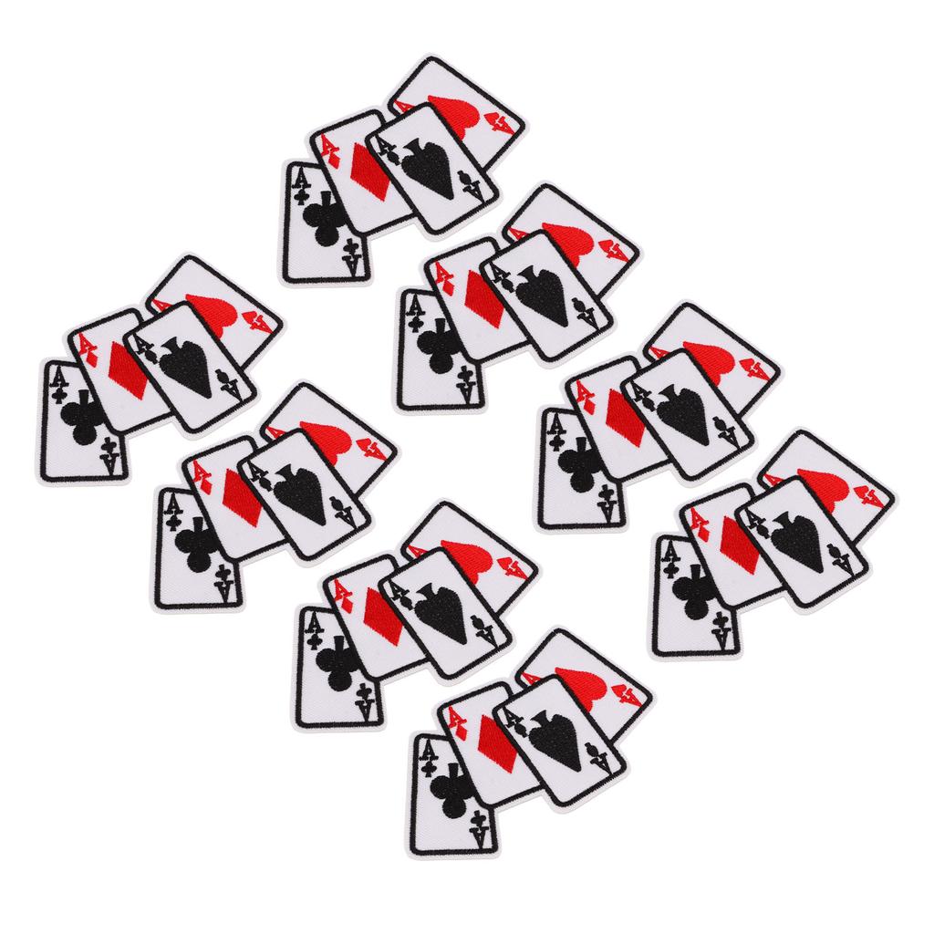 20Pcs Iron On Patch Embroidered Playing Card Patch Applique for Clothes Dress Hat DIY Accessories