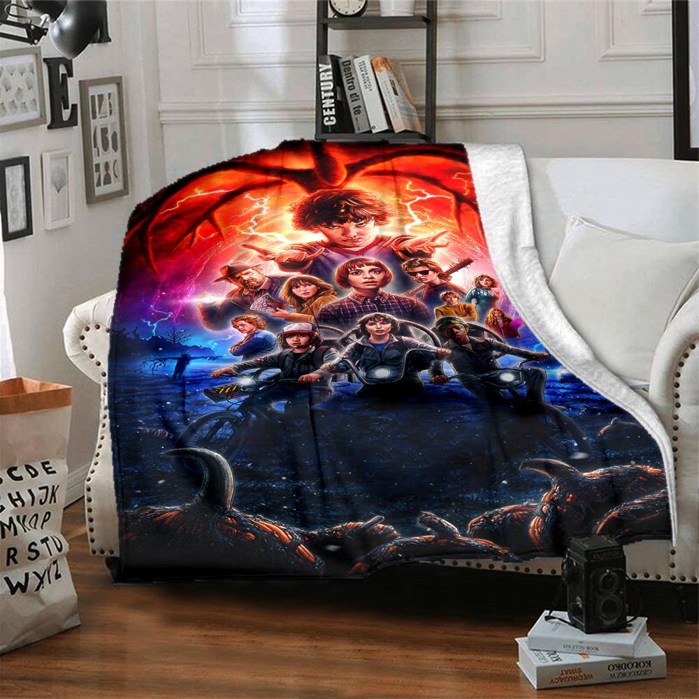 1pc Stranger Things Adventure flannel Blanket for Super Soft Cute Comfort Blanket for Travel Bedding Couch Sofa Blanket Y82527