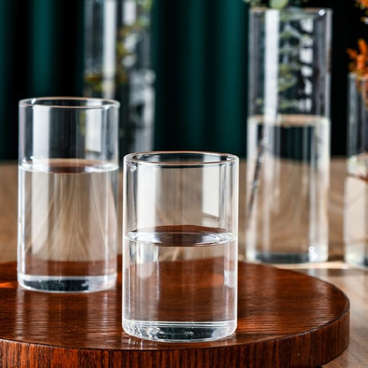 Support de bougie en verre transparent Vase cylindrique en verre Porte-bougie Créez un décor unique pour la décoration de la chambre à coucher, du bureau