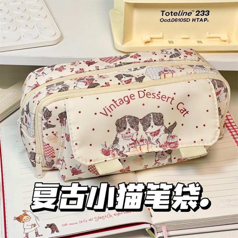 

Пенал для студента большой емкости, косметичка, сумка для хранения с отделениями, сумка для хранения One Size коричневый