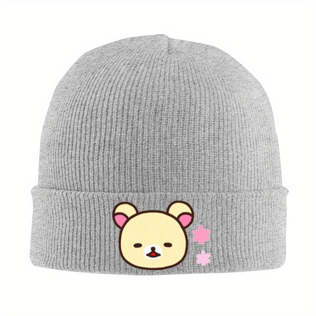 Rilakkuma Korilakkuma Beanie Hats Retro Caps Unisex Adult Kpop Skullies Beanies Winter Printed Elastic Beanie Hat