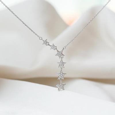Elegant 925 Sterling Silver Shiny Zircon Star Choker Silver Simple Gift For Girls Necklace Women Party Female Fine Jewelry