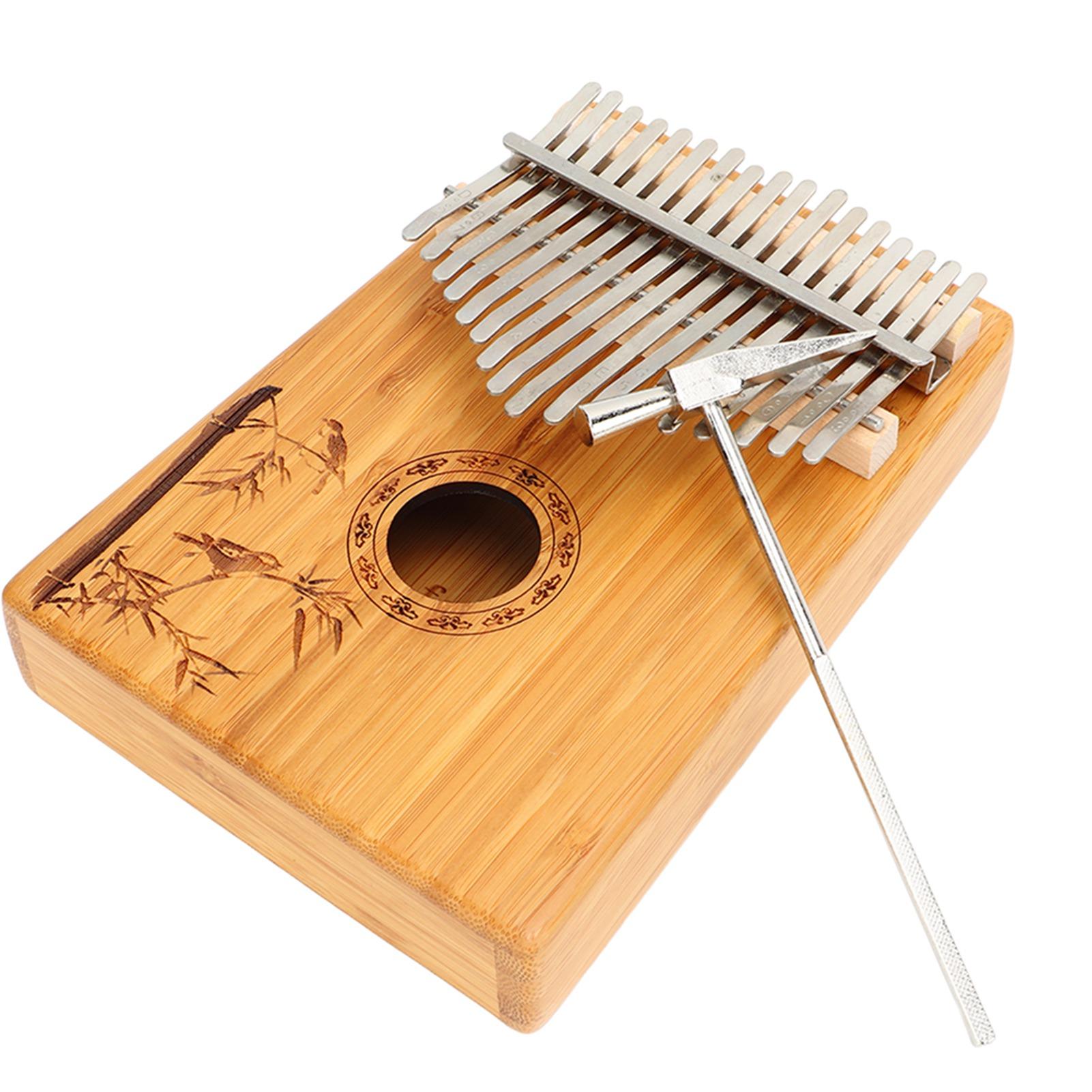 

Kalimba Bamboo Magpie Pattern Mahogany Stainless Steel Mini 17 Keys Thumb Piano for Beginner