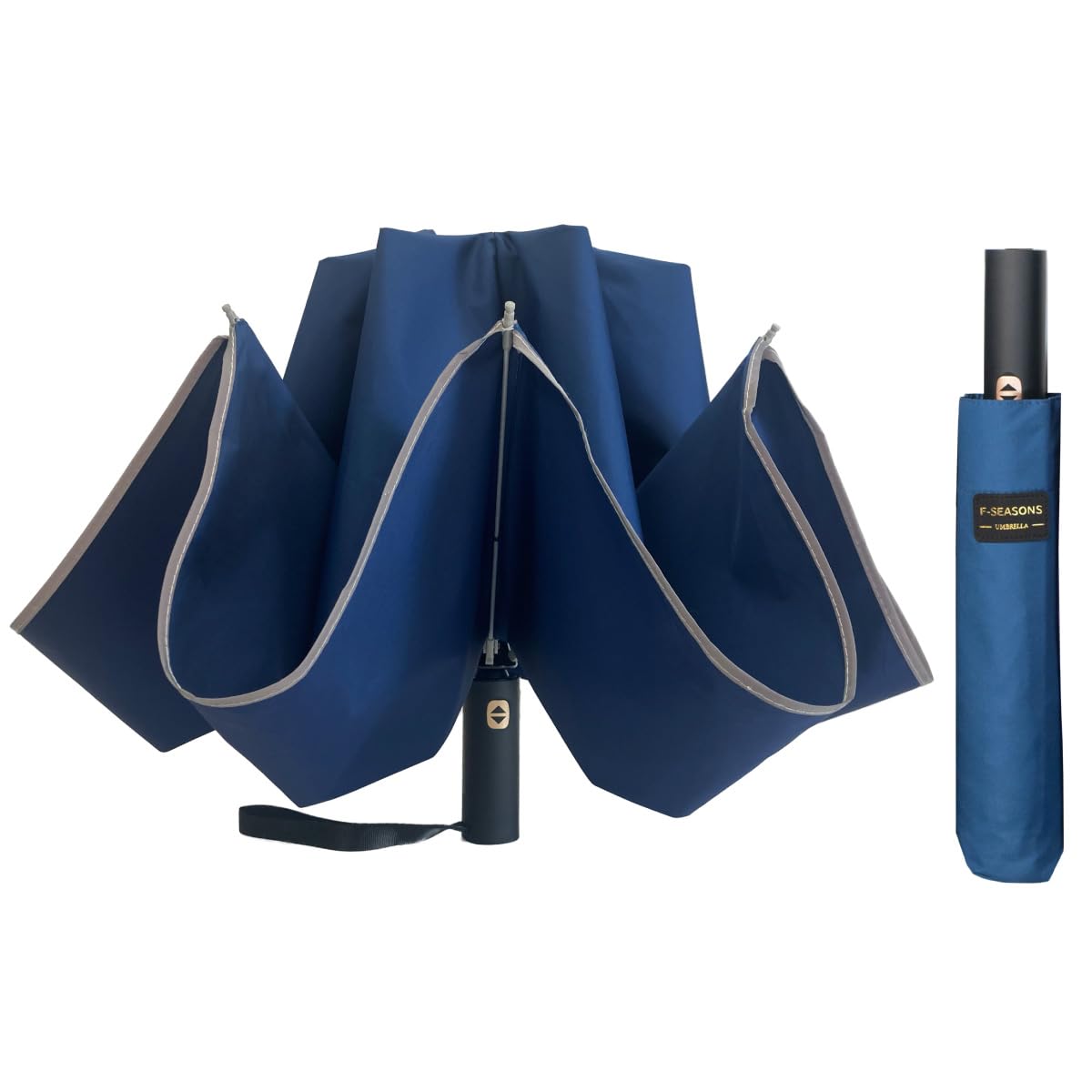 

Складной Выворачивающийся Автоматический Подходит для Солнца и Супер Ночи для Мужчин и Женщин F-SEASONS Зонт в Одно Касание, Открытие/Закрытие, Дождь, Водоотталкивающий, Большой, темно-синий