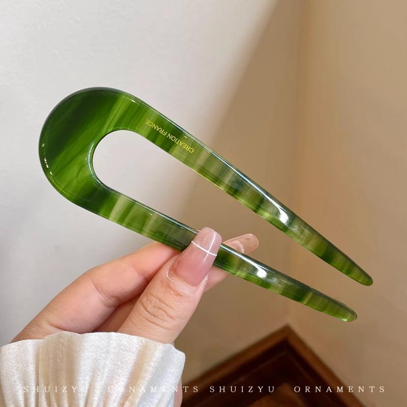 Elegantní 14cm acetátová U-sponka do vlasů pro dámské drdolové účesy - špičková denní pokrývka hlavy