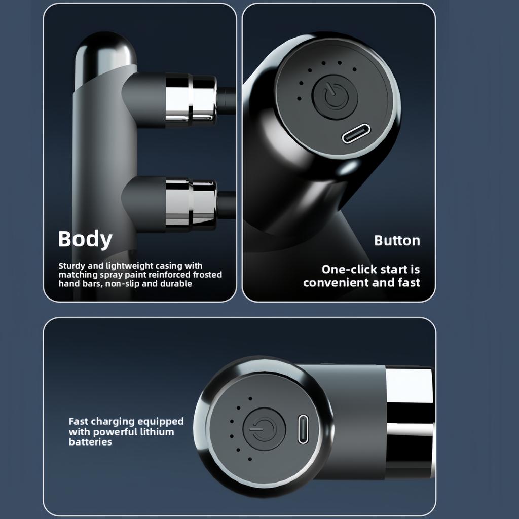 Doppelkopf-Faszienpistole Muskelmassage lindert Schmerzen, Muskelmembran multifunktionale Entspannung, Vibrationsfitness, elektrische Fas