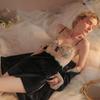 Sexy Lace Kimono Bathrobe Dress Autumn and Winter Velvet Two-piece Pajamas Loose Velvet Home Clothes Women's Home Clothes