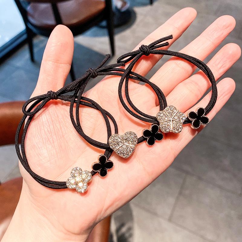 Super Glitzerndes Herz Kleeblatt Haarspange - Einfacher Stil Haargummi Stirnband für Damen