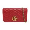 [Pre-Owned] GG Marmont Red Leather Quilted Wave Crossbody Bag With Gold Hardware And Detachable Shoulder Strap - Very Good #V08AFT