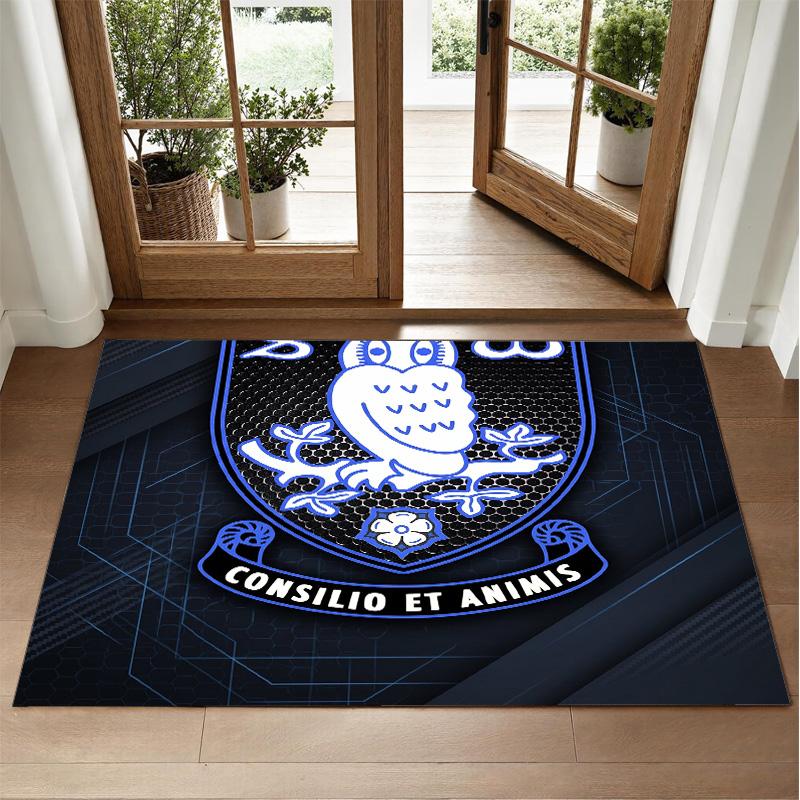 Sheffield Wednesday Design Crystal Velvet Rug Soft Decorative Mat for Bedroom Entrance