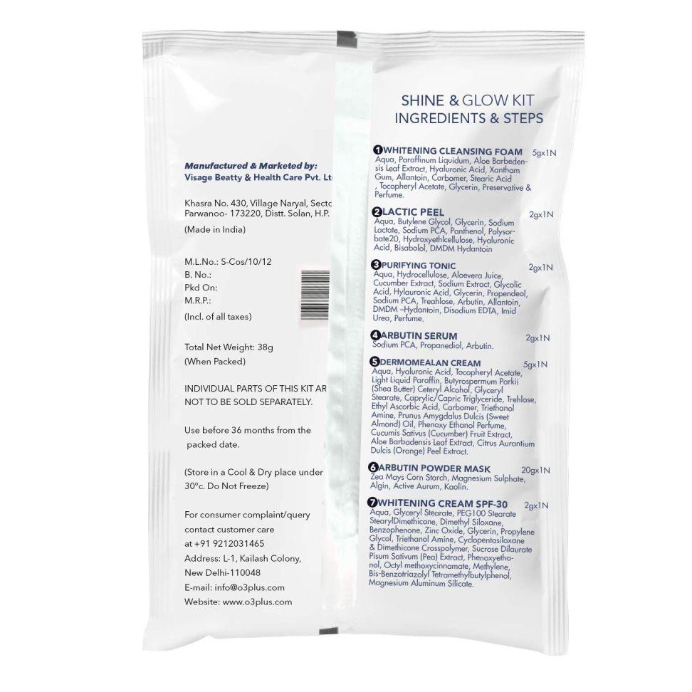 O3+ Shine & Glow Mono Dose Kit for Brightening, Whitening & Even Skin Tone (38g)