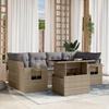 VidaXL Garden Lounge Set with Cushions 7 Pcs Beige Braided Resin 3267759