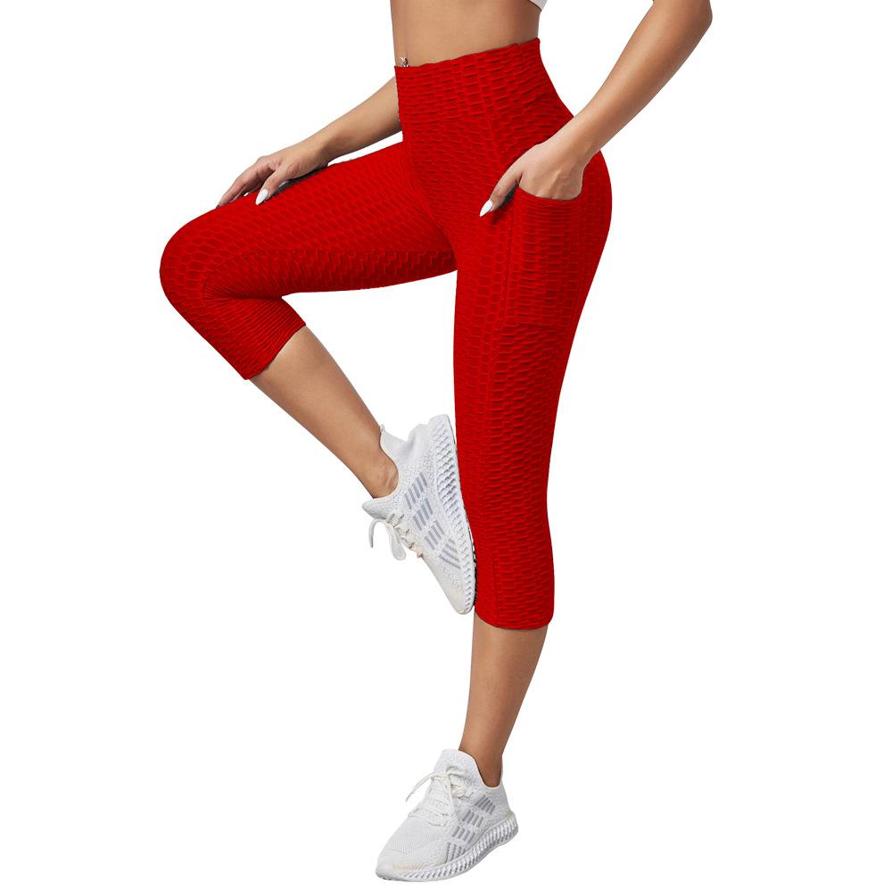 Women S High Waist Butt Lifting Yoga Pants Fitness Workout Leggings S красный