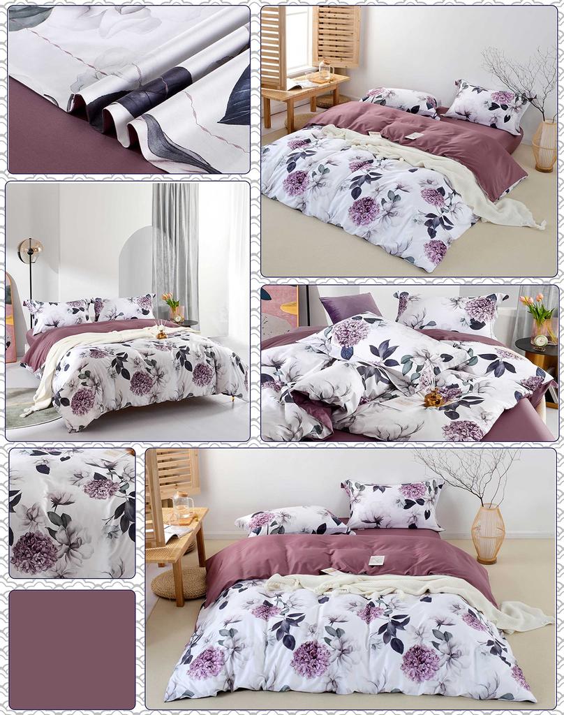 MILDLY Duvet Cover Single 4 Piece Set Egyptian Extra Long Cotton Duvet Cover Set Duvet Cover Fitted Sheet 300TC Satin Good To the Touch and Highly