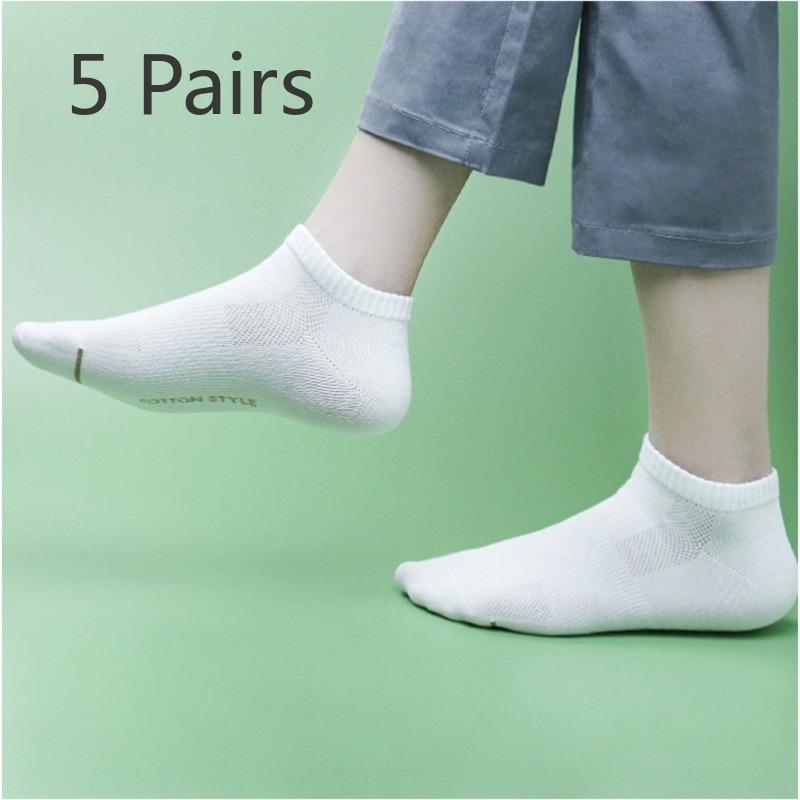 

5 пар женских однотонных дезодорирующих дышащих впитывающих пот носков с мелким отверстием, невидимых коротких носков 5 Pairs белый