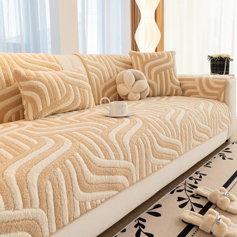 Texture Thick Plush Sofa Cushion Winter New Style Simple Style Dust-Proof Cushion Cover Cloth Sofa Towel Home Couch Decor