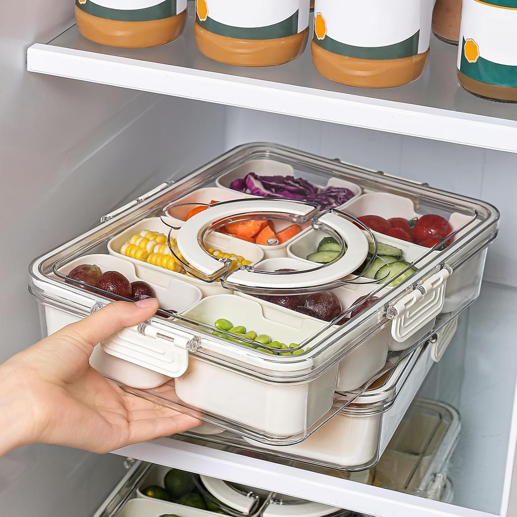 Portable Food Storage Container Sealed Fruit Salad Box with Lid for Refrigerator Organization