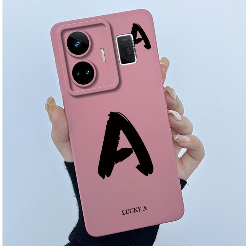 

For Realme GT Neo 5 Case Cover Realme GT3 Lucky Initial Letter Silicone Soft Matte Phone Bumper for Realme GT Neo5 240W Casing Realme GT Neo 5