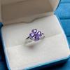 Natural Amethyst Four-Leaf Clover Pinky Ring, Adjustable Lucky Gift Jewelry for Women