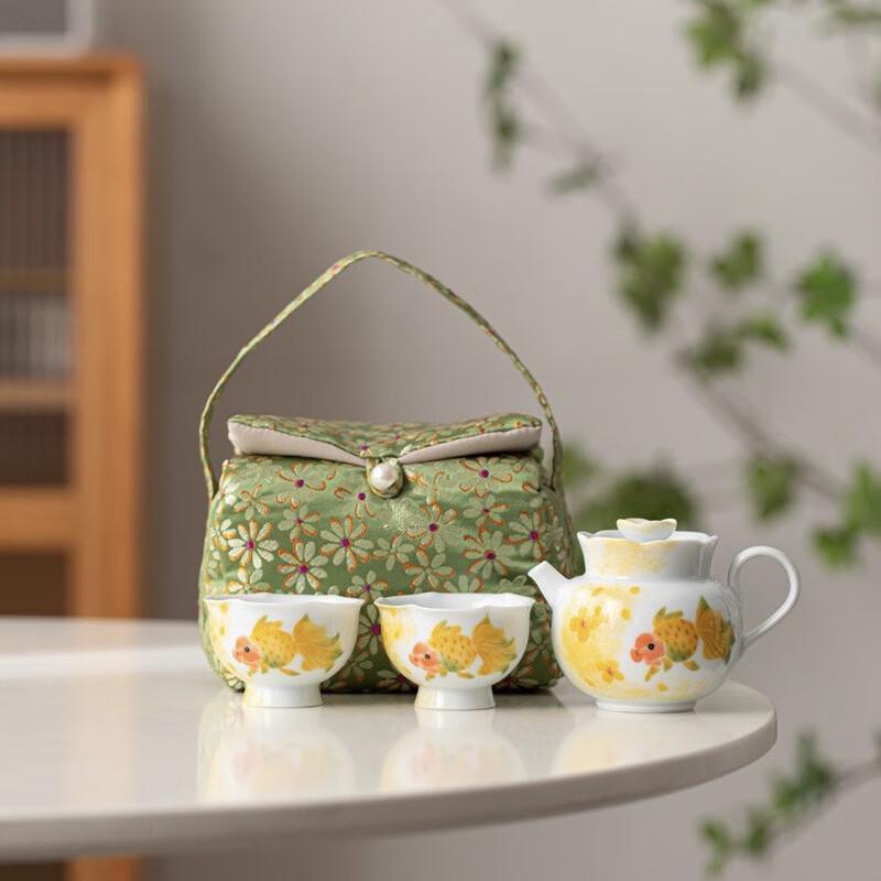 Hand-painted Ceramic Portable Kung Fu Tea Set