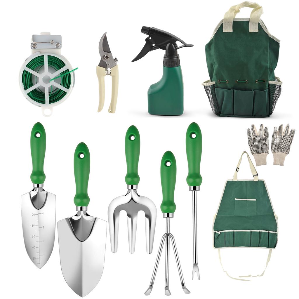 Garden Tool Set Outdoor Heavy Duty Gardening Work Set with Ergonomic Handle Garden Planting Tools Set 11 Piece