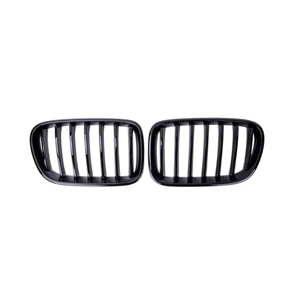 All Black Single Line Style Front Bumper Grilles For BMW X3 F25 2010-2013 Silver Diamonds Style Racing Double Slat Grills