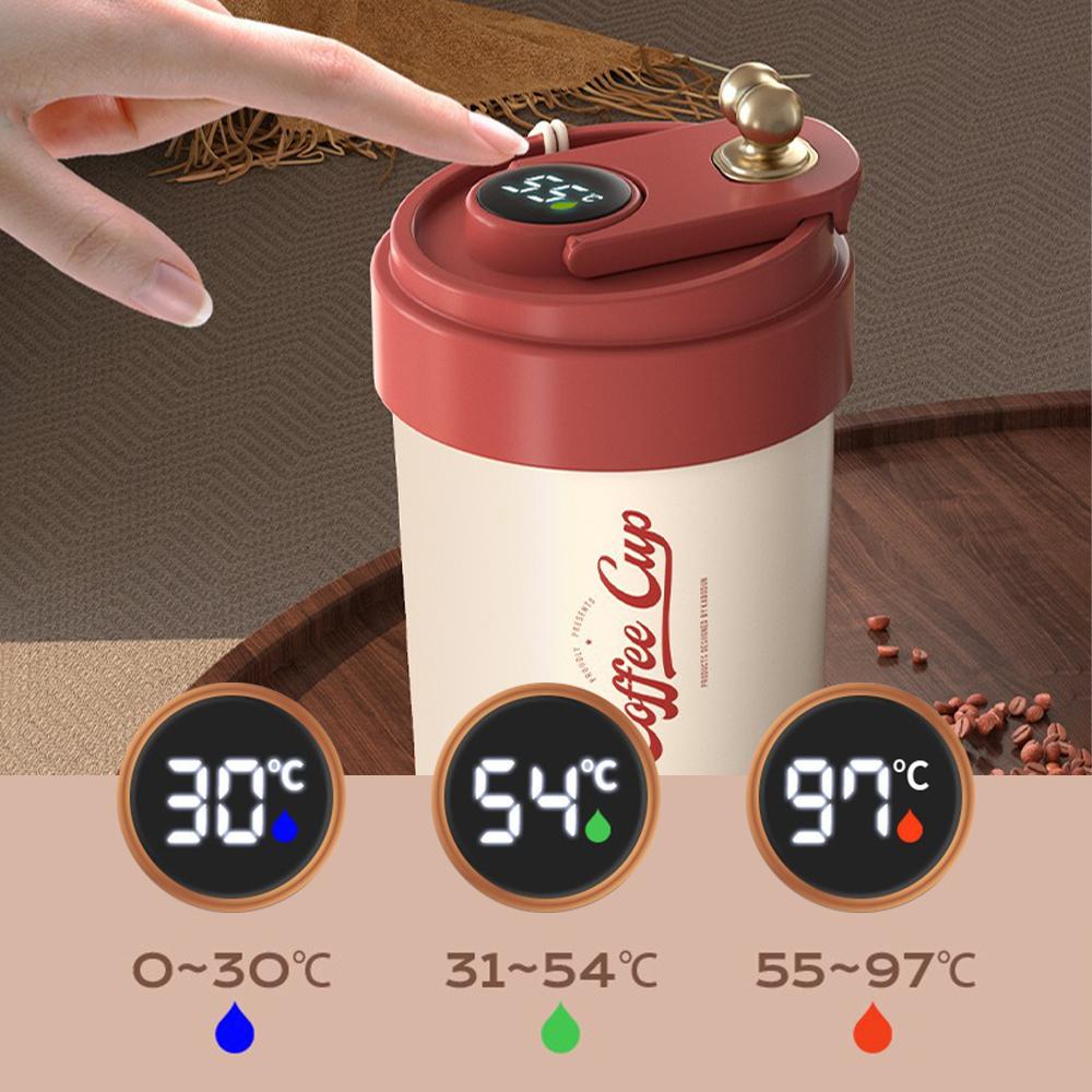 450ml Stainless Steel Smart Coffee Cup Tumbler Thermos Cup With Intelligent Temperature Display Portable Travel Mug Vacuum Flask