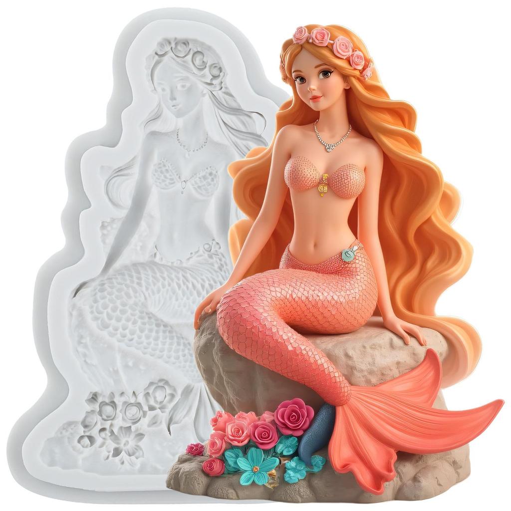 Mermaid Silicone Molds Mermaid Fondant Mold Cake Decorating Tools Cupcake Topper Candy Chocolate Gumpaste Mold