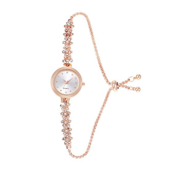 Femei stras brățară ceas reglabil Faux Pearl curea rotund cadran doamnelor casual rochie formală cuarț ceas de mână bijuterii accesoriu de modă