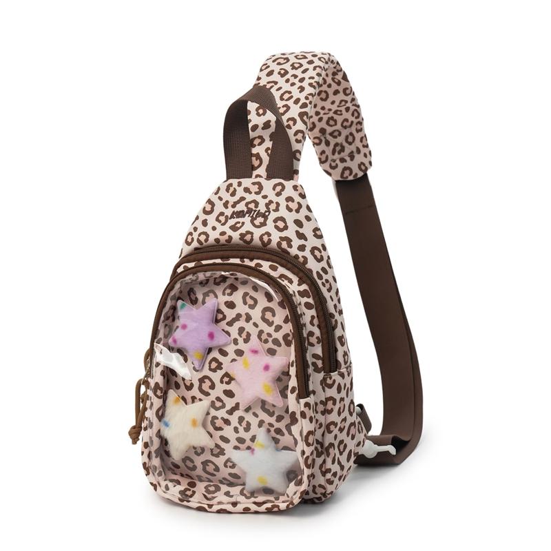 Студенческая нагрудная сумка через плечо с леопардовым принтом, сумка на плечо для commuters Small розовый