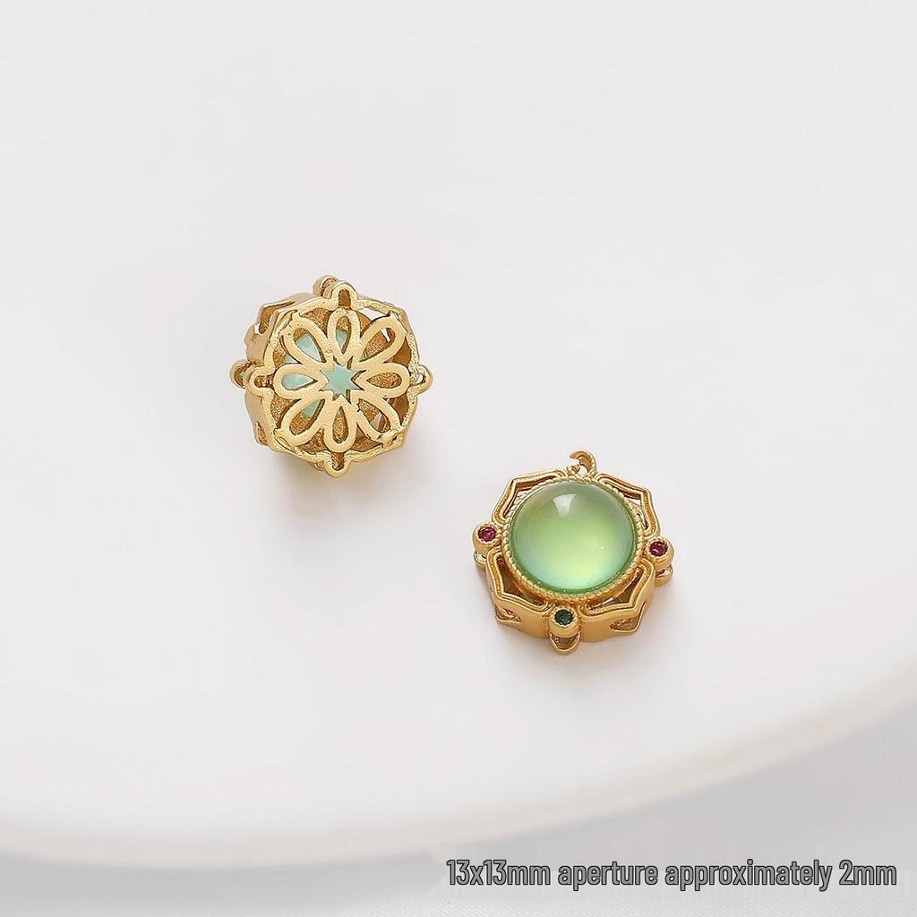 Pozlacené prolamované korálky s kočičím okem a imitací nefritu pro výrobu šperků DIY