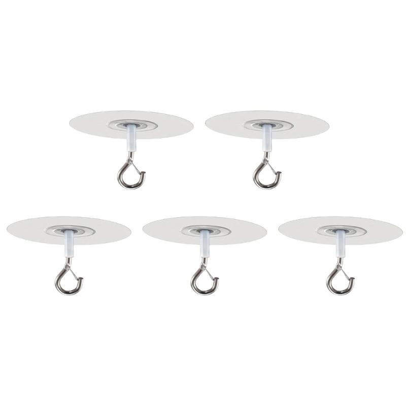 Pack of 5 Heavy Duty Iron Adhesive Hooks for Ceiling Wall Mounting Drillless Required Removable Without Residues Multiple Use Home Decors
