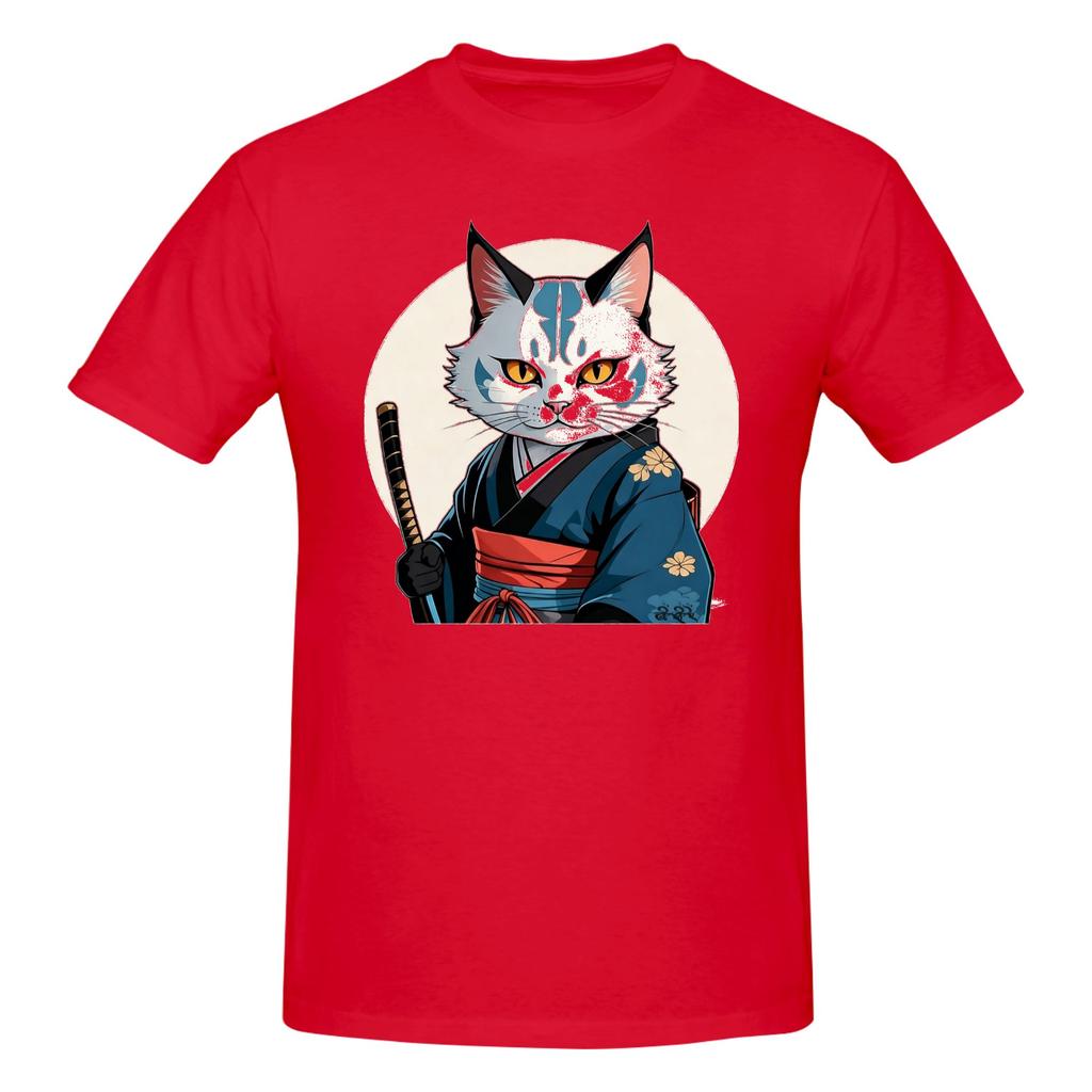 Piece Ninja Warrior Novelty  Cotton TShirt Samurai Cat Tees Tops For Unisex