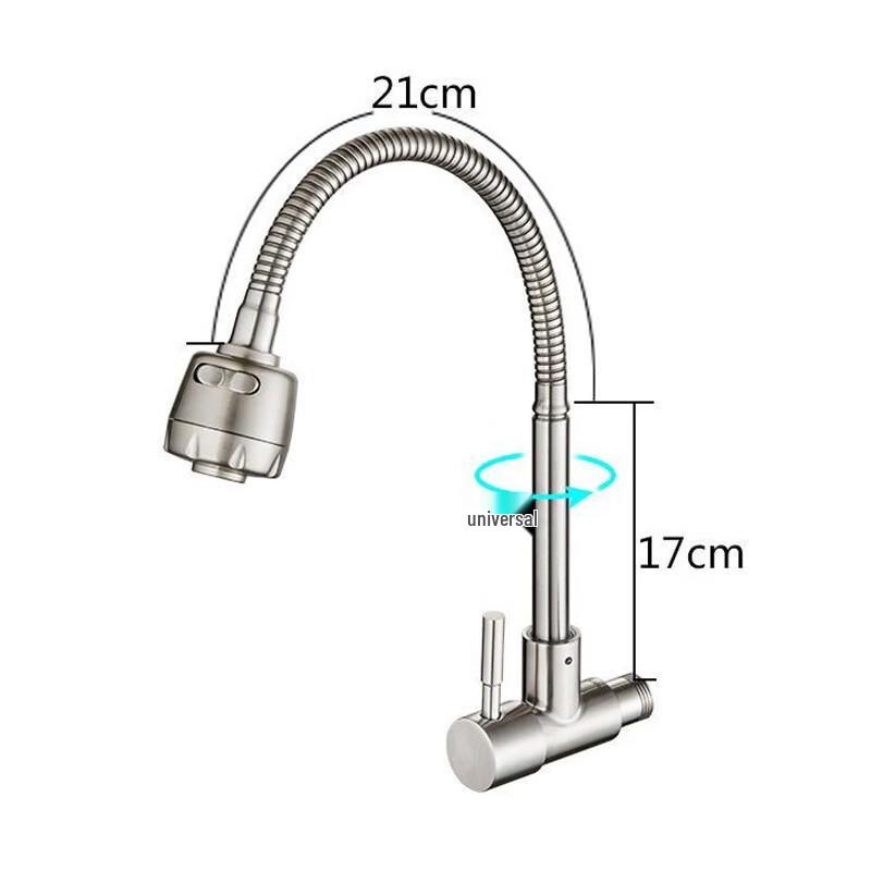 Nasida 304SS Wall-Mounted Single Cold Swivel Kitchen Faucet