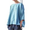 Round Neck Cotton and Linen Loose Top, Versatile and Versatile Cover Up, Women's Top