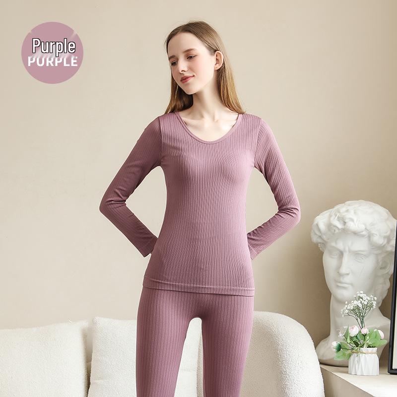 Little Bear Women's Solid Color Warm Underwear Set - Autumn/Winter Base Layer
