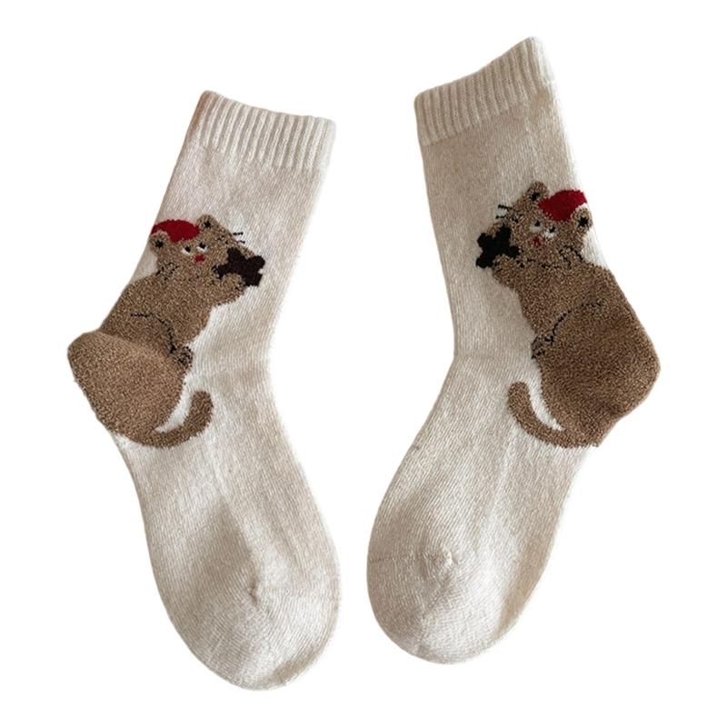 Cartoon Boot Socks for Women Ladies Winter Thick Warm Socks Knitted Wool Socks Thermals Socks Thick Hiking Crew Socks
