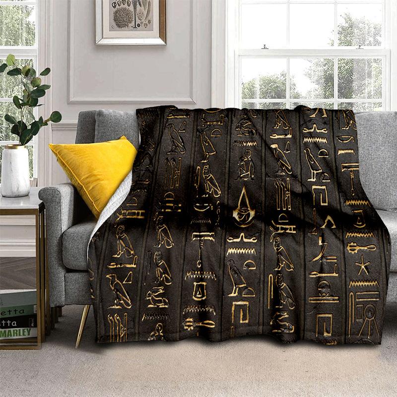 3D Egyptian Pharaoh Hieroglyphics Symbol Blanket,Soft Throw Blanket for Home Bedroom Bed Sofa Picnic Travel Office Cover Blanket