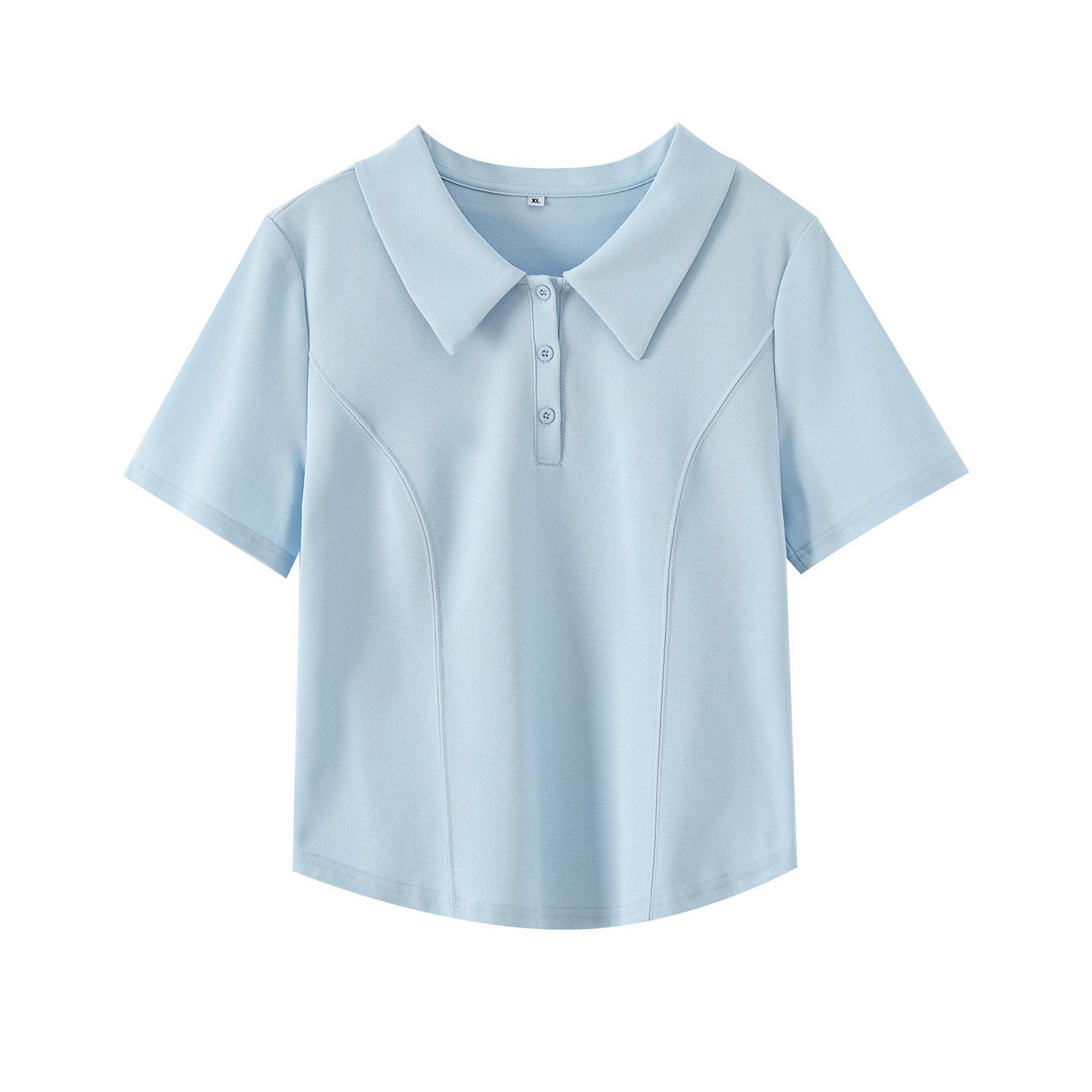 

Zhi Xuan Plus Size Women s Slimming Polo Collar Short Sleeve T-shirt - Summer 2026 XL (130-150 lbs) синий