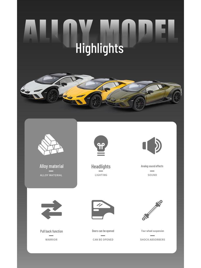 1:18 Alloy Series Lamborghini Bull Sound Light Model Car Toy
