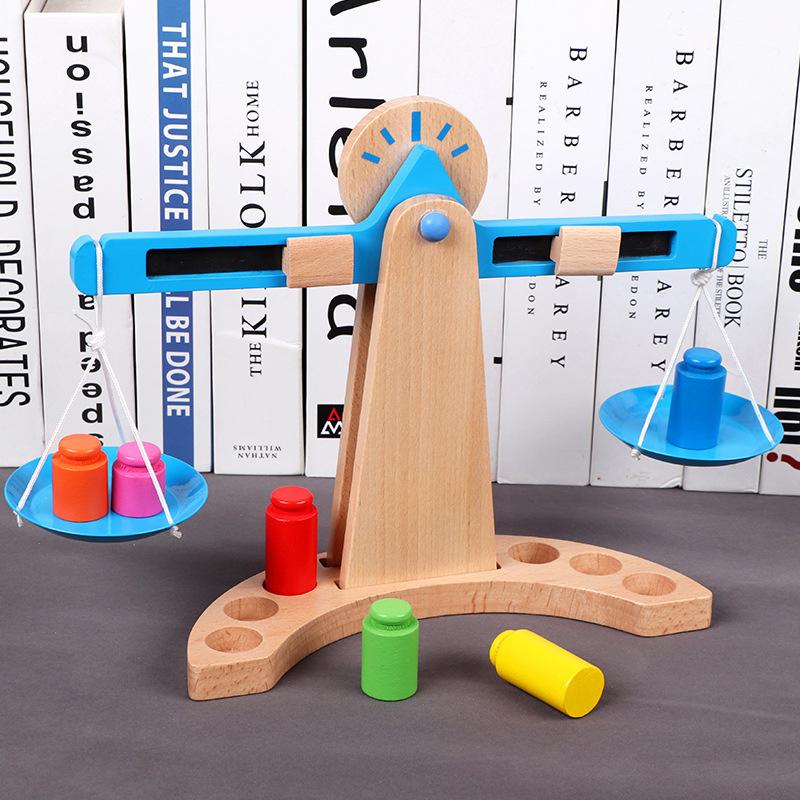 Montessori Math Teaching Tool Wooden Balance Scale Children'S Balance Weighing Early Education Educational Toys For Kids