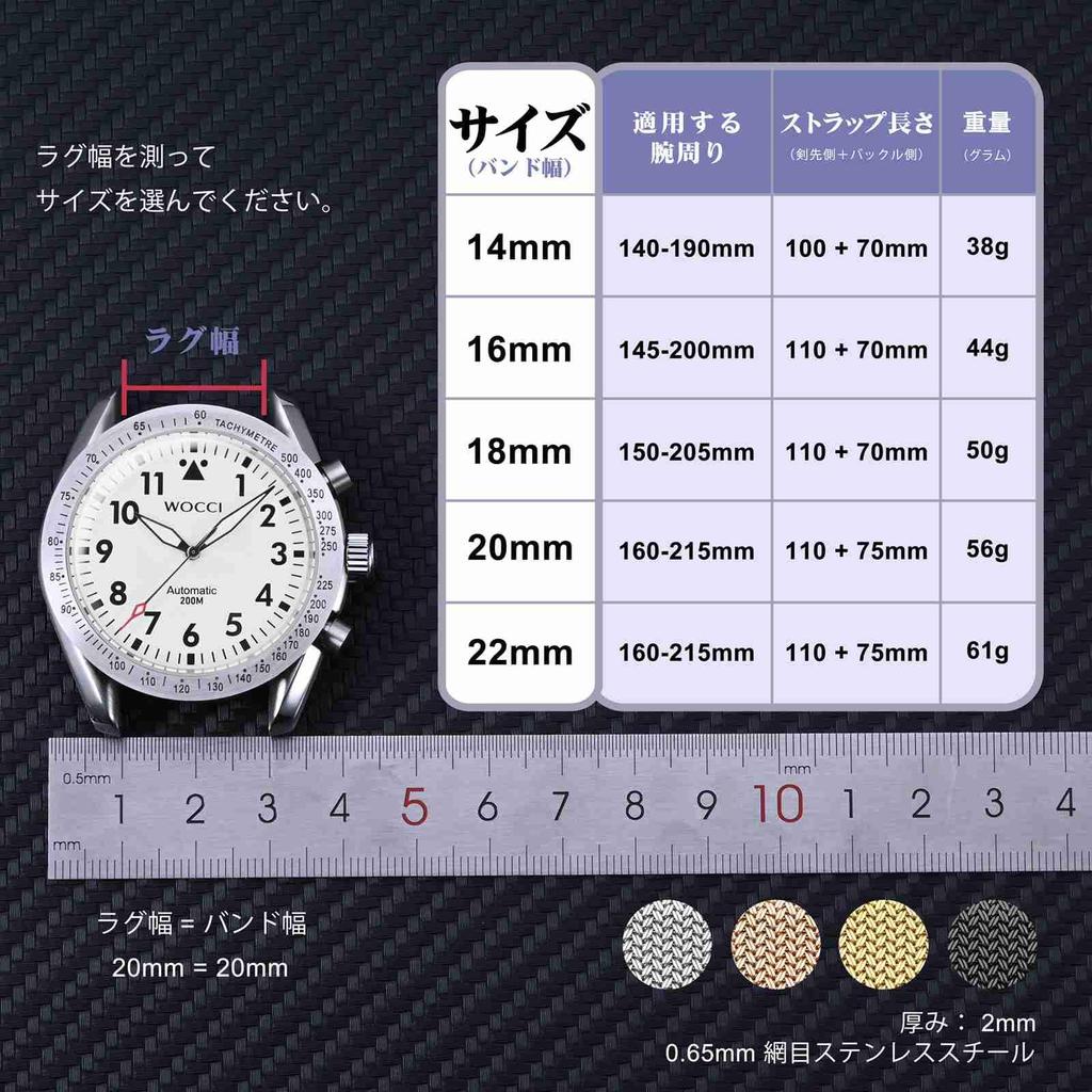[WOCCI] Elite Metal Watch Strap 22mm Watch Band 322L Stainless Steel Quick Release Black
