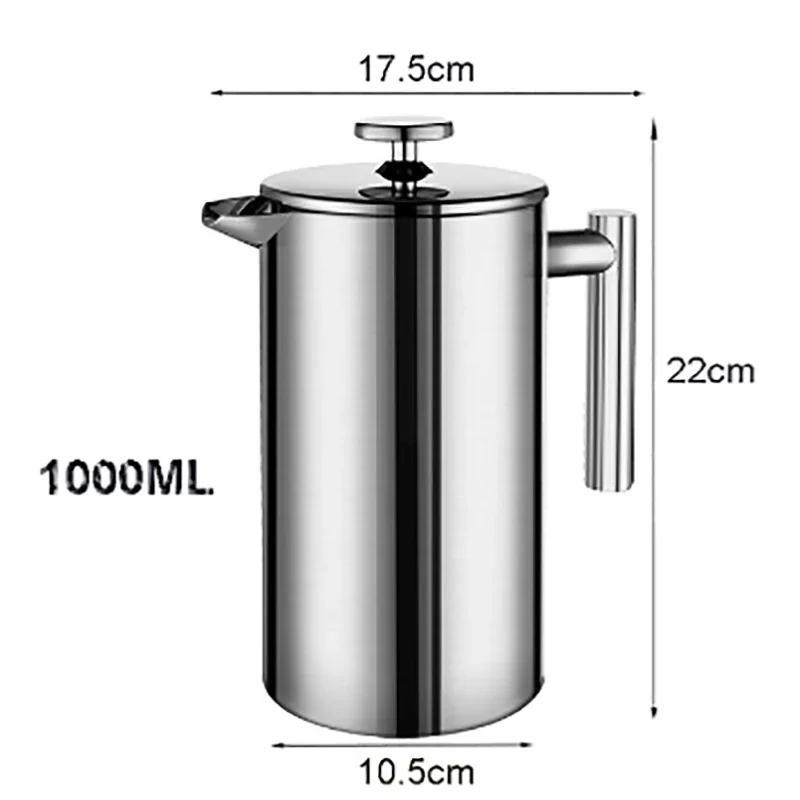 High Quality Double - Wall Insulated 1000ml Coffee Tea Maker Pot French Press Espresso Coffee Machine
