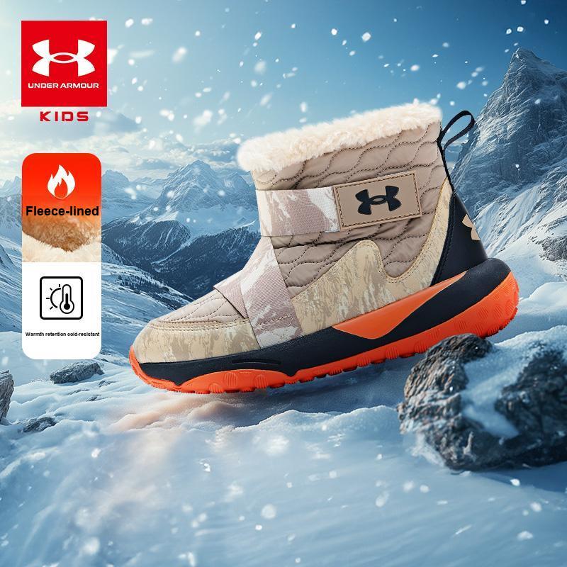 Under Armour Outdoor Series Synthetic Leather Fabric Fleece Velcro Non-Slip Warm Mid-Top Kids Snow Boots Kids Snow Boots 2441508