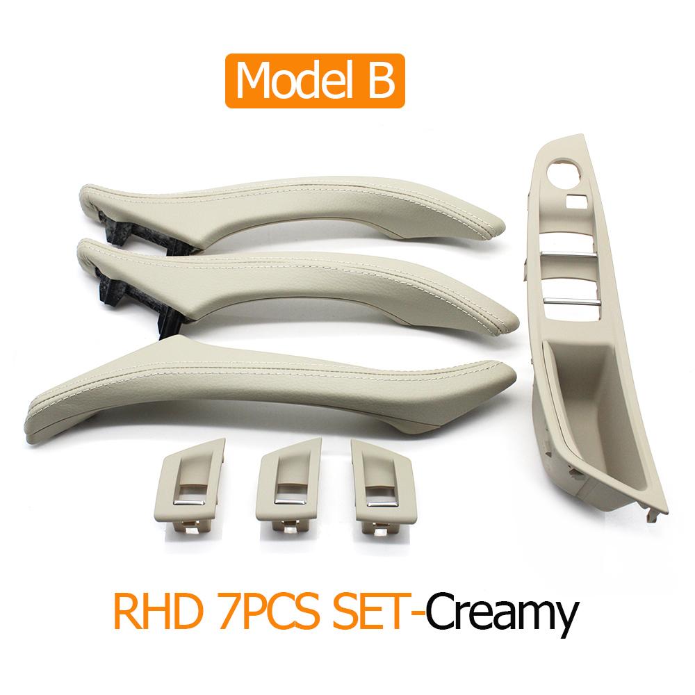 Right Hand Driver RHD Beige Black Car Interior Leather Door Handle Assembly 7PCS Set For BMW 5 Series F10 F11 523i 525i 528i 530