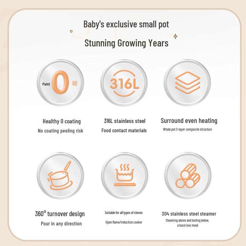 Bear Stainless Steel Baby Food Saucepan
