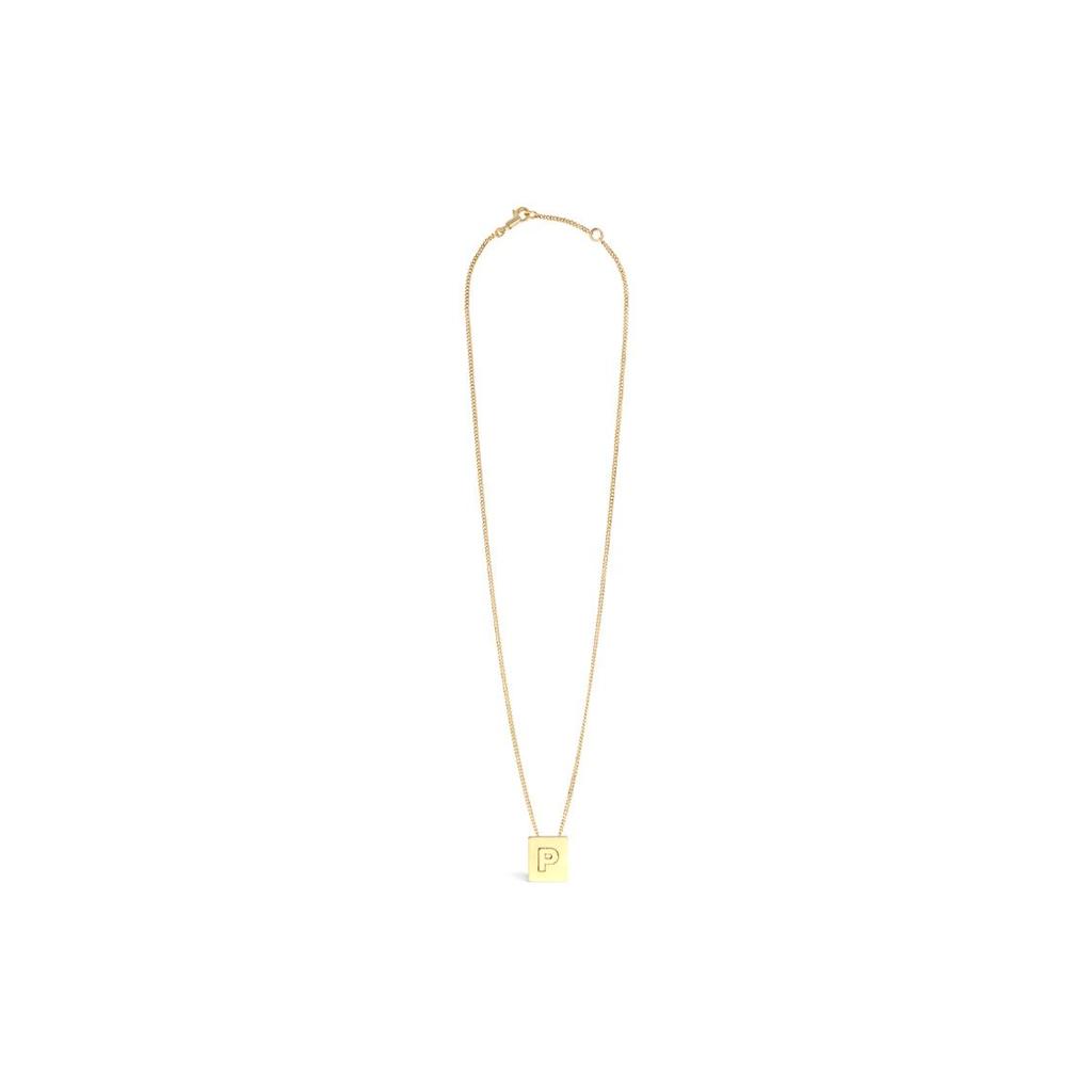 Celine Alphabet Series Minimalist Letter P Brass Necklace Unisex necklace 46N0P6BRA-35OR