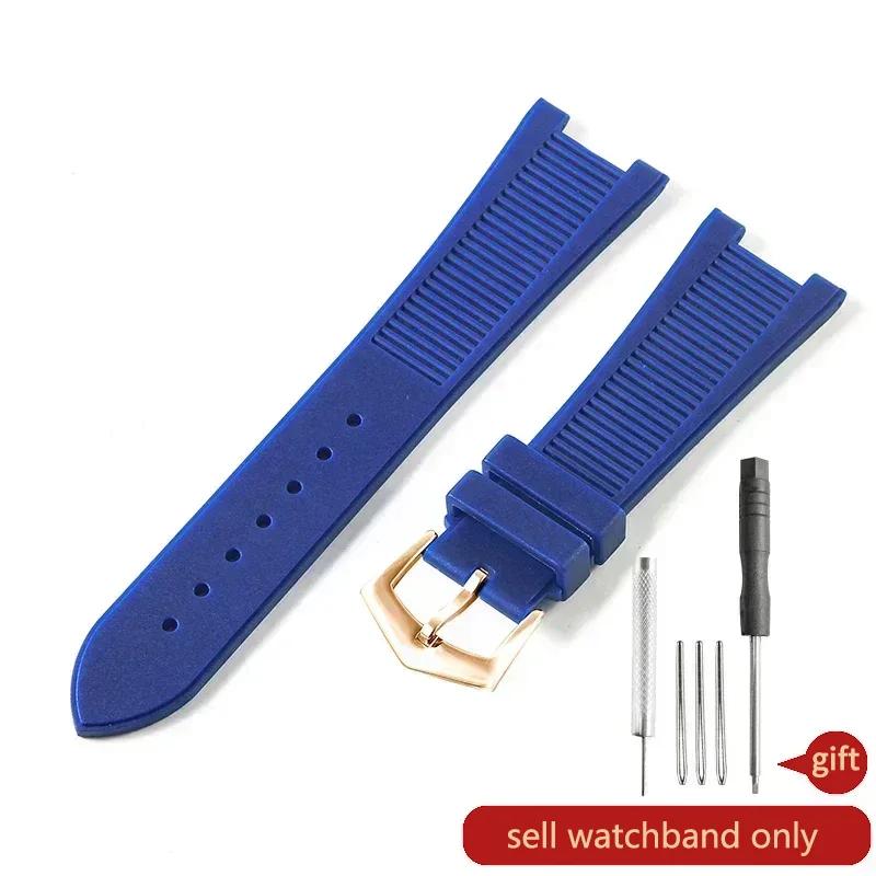 Para Patek Philippe Sport Elegante Serie Nautilus 5711/5712/5980 Correa de Reloj de Silicona Impermeable para Hombre 25x13mm