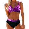 Women's Shoulder Strap Swimsuit with Shiny Crystal Print Bikini Short Tank Top Swimsuit