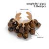 KunJoe Anneau Ouvert en Perles de Pierre Naturelle Colorées Bohémiennes pour Femmes Bague Large Épaisse à Imitation de Perle Accessoires Y2K
